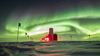IceCube Observatory. Photo by Martin Wolf, courtesy of the NSF/USAP Photo Library.
